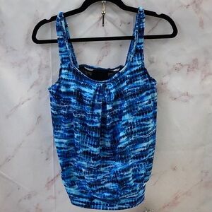 NWT Shape Solver Blue Tie-Dye Women's Tankini Top Size 8
